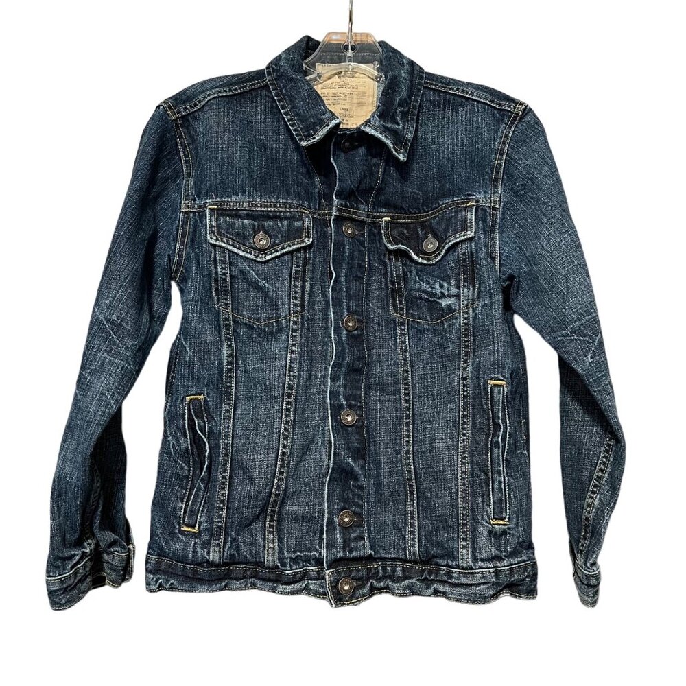 Mens Old Navy Blue Jeans Jacket Trucker Denim Size Large 100% Cotton